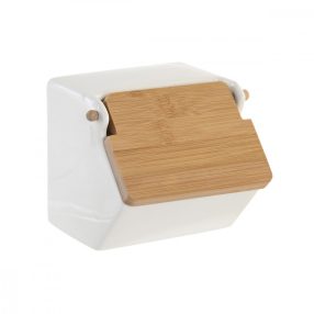   Sótartó fedéllel DKD Home Decor 12,5 x 14 x 12 cm Természetes Porcelán Fehér (SÉRÜLT)
