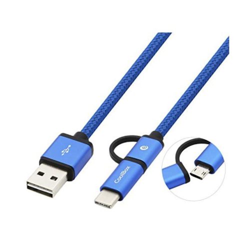 USB Kábel - Micro USB és USB C CoolBox COO-CAB-U2MC Kék