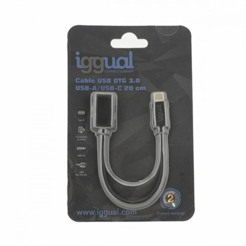 USB-C-kábel OTG 3.0 iggual IGG317372 20 cm Fekete