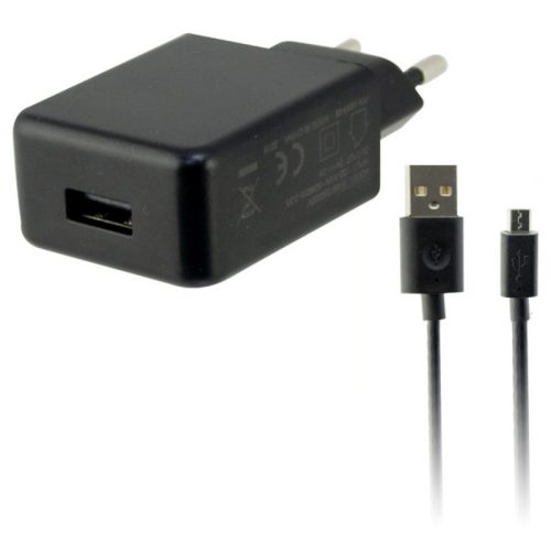 Fali töltő + Micro USB Kábel KSIX USB 2A Fekete