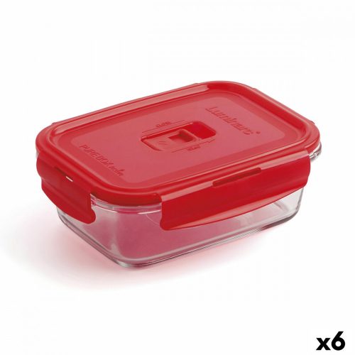 Hermetikus ebéddoboz Luminarc Pure Box 19 x 13 cm Piros 1,22 L Üveg (6 egység)