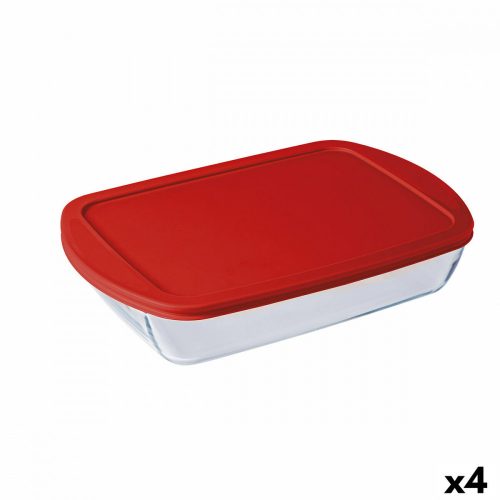 Négyszögletes uzsonnás doboz fedéllel Ô Cuisine Cook&store Ocu Átlátszó Üveg Szilikon 4,5 L (4 egység)