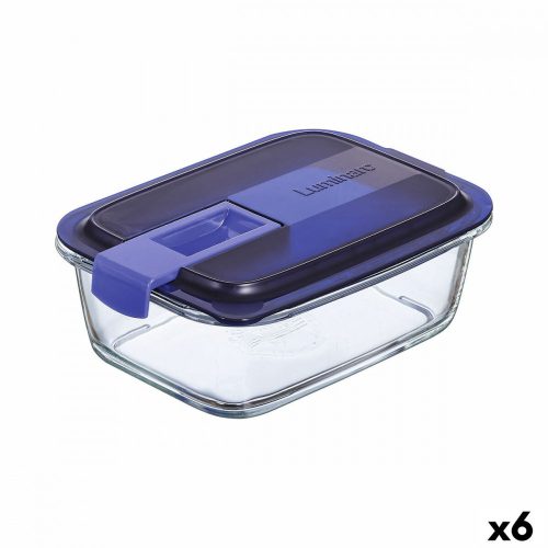Hermetikus ebéddoboz Luminarc Easy Box Kék Üveg (6 egység) (820 ml)
