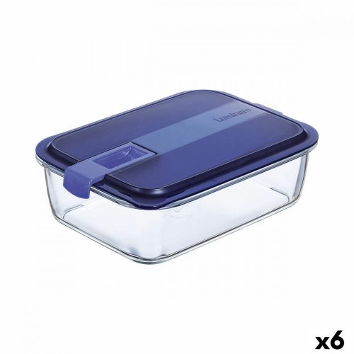 Hermetikus ebéddoboz Luminarc Easy Box Kék Üveg (6 egység) (1,97 l)