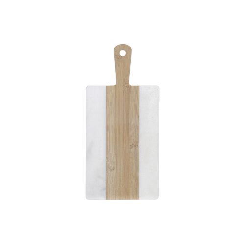 Vágódeszka DKD Home Decor Fehér Természetes Bambusz Márvány Műanyag Négyszögletes 38 x 18 x 1 cm