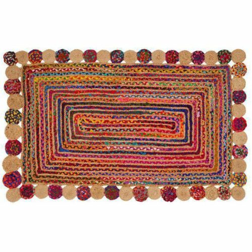 Szőnyeg DKD Home Decor Pamut Többszínű Juta (160 x 230 x 1 cm)