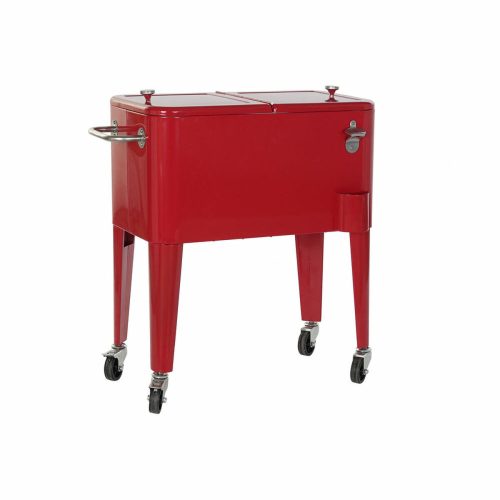 Hűtőgép DKD Home Decor Piros Kerekes 74 x 43 x 80 cm Acél polipropilén 56 L (74 x 43 x 80 cm)