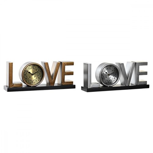 настолен часовник DKD Home Decor Love Réz 39 x 8 x 15 cm Ezüst színű Vas Loft (2 egység)