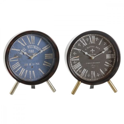 настолен часовник DKD Home Decor Kék Fekete Többszínű Fém Kristály Vintage 20,5 x 5 x 24 cm (2 egység)
