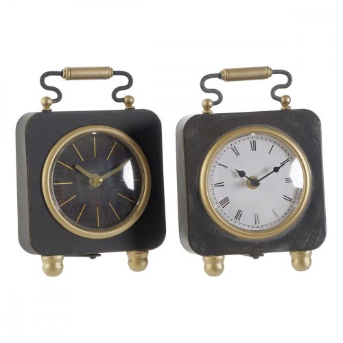 настолен часовник DKD Home Decor Fekete Ezüst színű PVC Fém Műanyag 14,5 x 5 x 21 cm (2 egység)