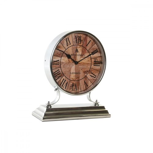 настолен часовник DKD Home Decor 30 x 9,5 x 33 cm Természetes Ezüst színű Alumínium Mangófa hagyományos