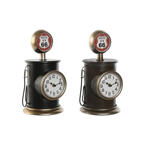 настолен часовник Home ESPRIT Fekete Aranysàrga Fém polipropilén Vintage 17 x 18 x 34,5 cm (2 egység)