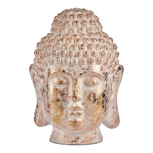Dekoratív kerti figura Buddha fej Fehér/Arany Polyresin (45,5 x 68 x 48 cm)
