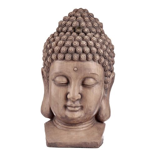 Dekoratív kerti figura Buddha fej Szürke Polyresin (35 x 65,5 x 38 cm)