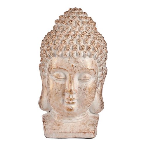 Dekoratív kerti figura Buddha fej Fehér/Arany Polyresin (35 x 65,5 x 38 cm)