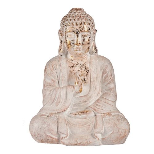 Dekoratív kerti figura Buddha Fehér/Arany Polyresin (23,5 x 49 x 36 cm)