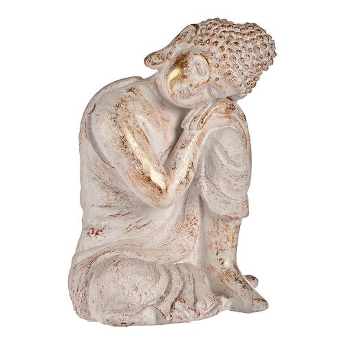 Dekoratív kerti figura Buddha Fehér/Arany Polyresin (28,5 x 43,5 x 37 cm)