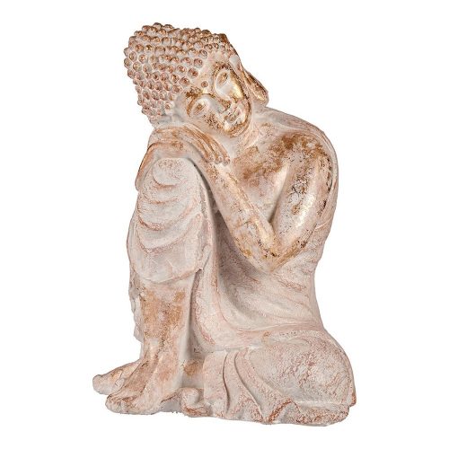 Dekoratív kerti figura Buddha Fehér/Arany Polyresin (35,5 x 54,5 x 42 cm)