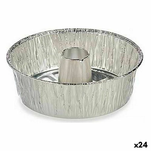 Süteményforma készlet Egyszer használatos gyűrű Alumínium 19,5 x 7 x 19,5 cm (24 egység)