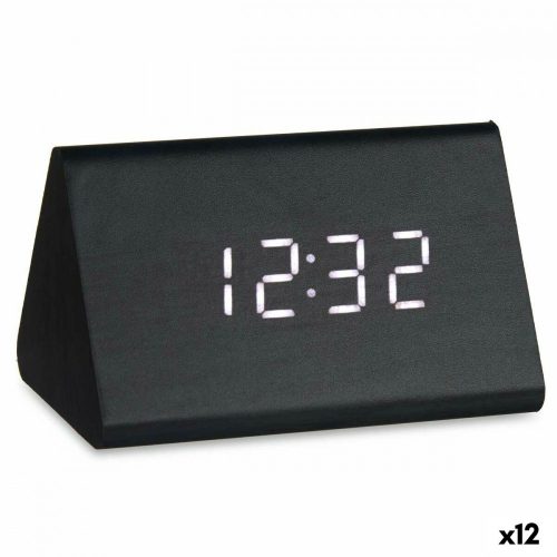 Digitális asztali óra Fekete PVC Fa MDF 11,7 x 7,5 x 8 cm (12 egység)