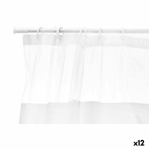 Zuhanyfüggöny 180 x 180 cm Átlátszó Fehér Műanyag PEVA (12 egység)