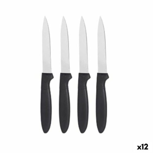Kés szett Fekete Ezüst színű Rozsdamentes acél Műanyag 19,5 x 2 x 1 cm (12 egység)
