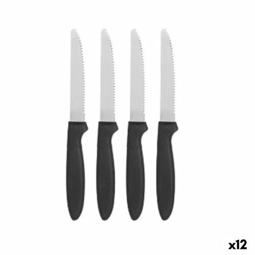 Kés szett Fekete Ezüst színű Rozsdamentes acél Műanyag 19,5 cm (12 egység)