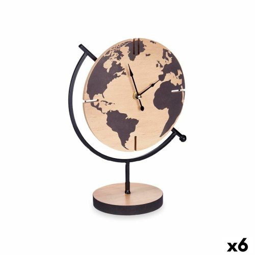 настолен часовник Világtérkép Fekete Fém Fa MDF 22,5 x 30,5 x 12 cm (6 egység)
