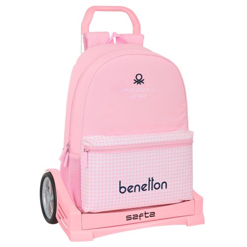 Iskolatáska Kerekekkel Benetton Vichy Rózsaszín 30 x 46 x 14 cm