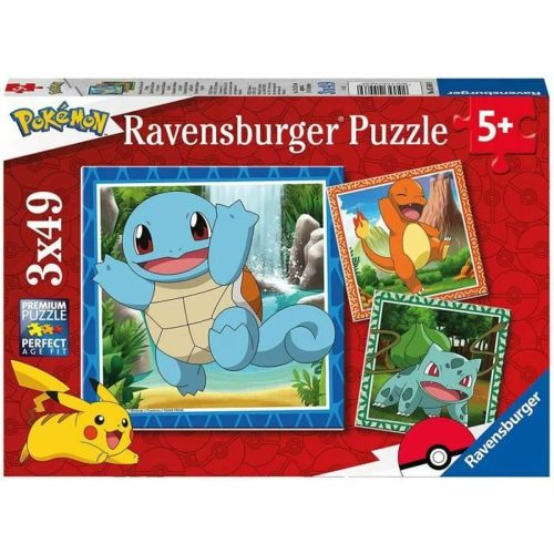 3 kirakós szett Pokémon Ravensburger 05586 Bulbasaur, Charmander & Squirtle 147 Darabok
