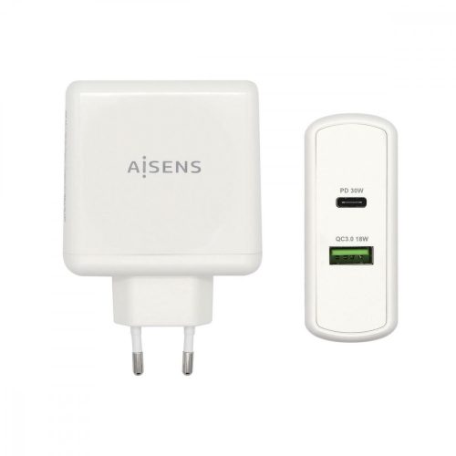 USB Fali Töltő Aisens PD 3.0 USB-C 57 W Fehér