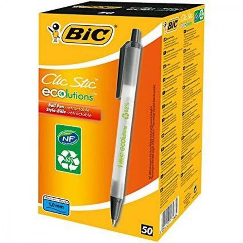 Folyékony tintás toll Bic Clic Stic Fekete 0,32 mm (50 Darabok)