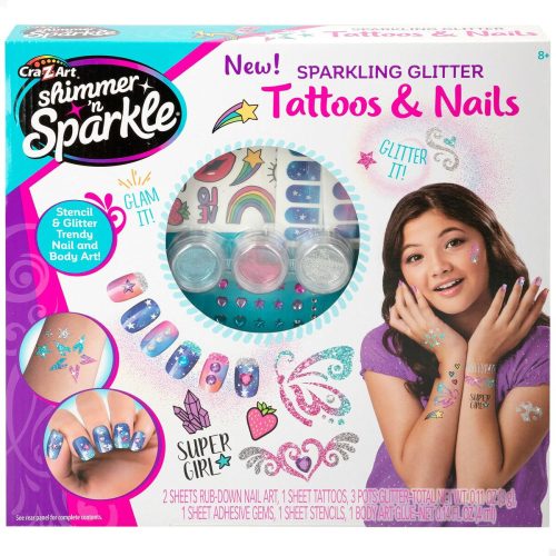 Manikűrkészlet Colorbaby Shimmer 'n Sparkle Tattoos & Nails Gyermek