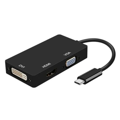 USB-C–VGA/HDMI/DVI Adapter Aisens A109-0343 Fekete 15 cm