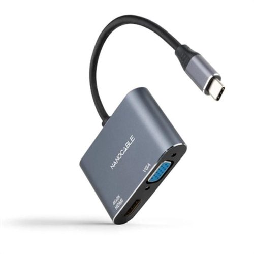 USB-C–VGA/HDMI Adapter NANOCABLE 10.16.4303 Szürke 4K Ultra HD