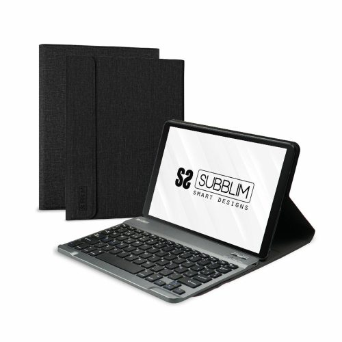Tablet és Billenytyűzet Tok Subblim SUBKT3-BTL300 Fekete Spanyol Qwerty QWERTY 10,6"